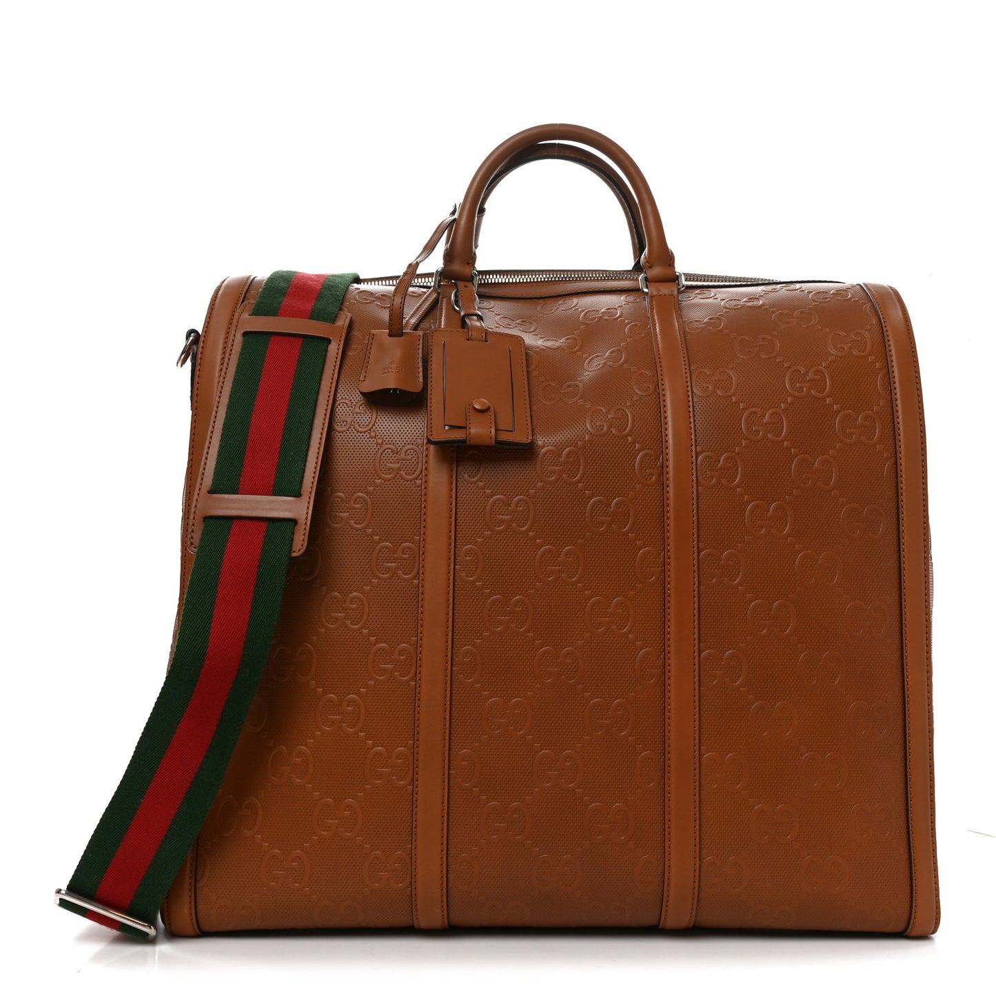 Calfskin GG Tennis Embossed  Duffle Bag Brown
