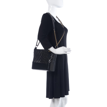 Chanel Aged Calfskin Chevron Quilted Medium Gabrielle Hobo Black 2 of 10