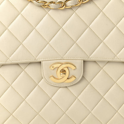 Chanel Lambskin Quilted Maxi Single Flap Beige 10 of 12