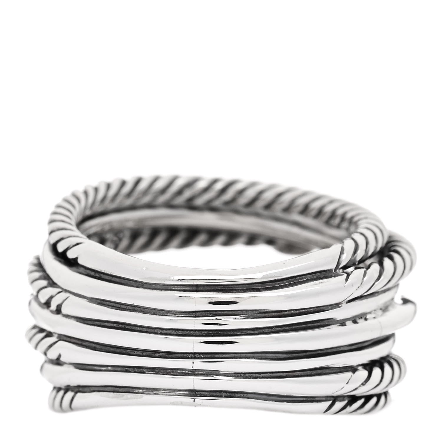 David Yurman Sterling Silver Diamond Triple X Crossover Ring 52 6 3 of 4