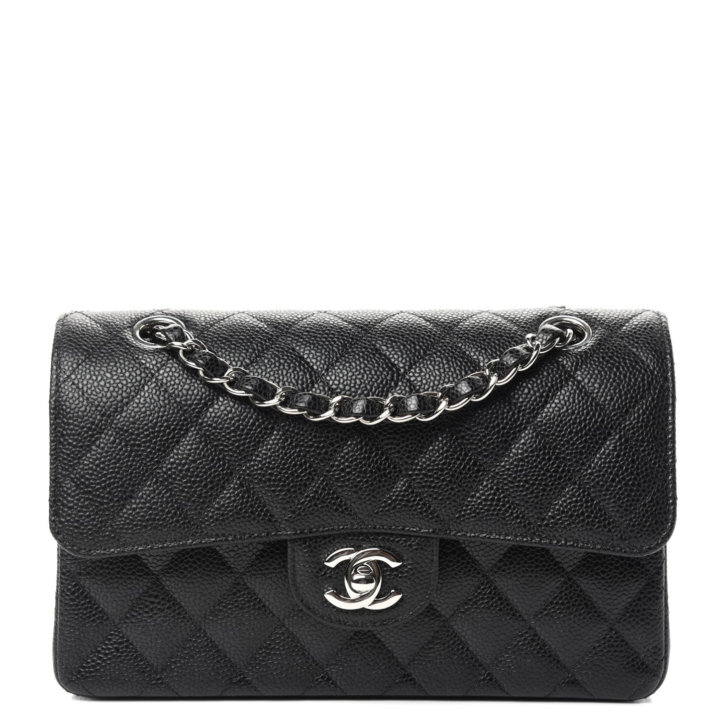 Caviar Quilted Small Double Flap Black