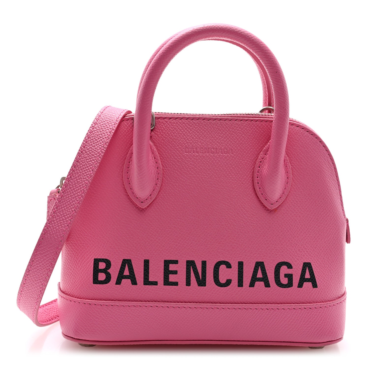Balenciaga Signature Grained Calfskin Logo XXS Ville Top Handle Bag Rose Bubblegum Black 1 of 9