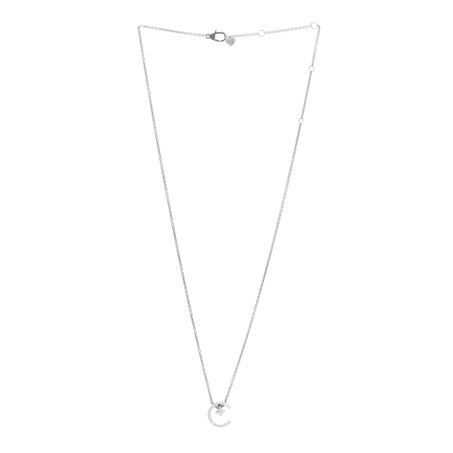 18K White Gold Diamond Coco Crush C Necklace