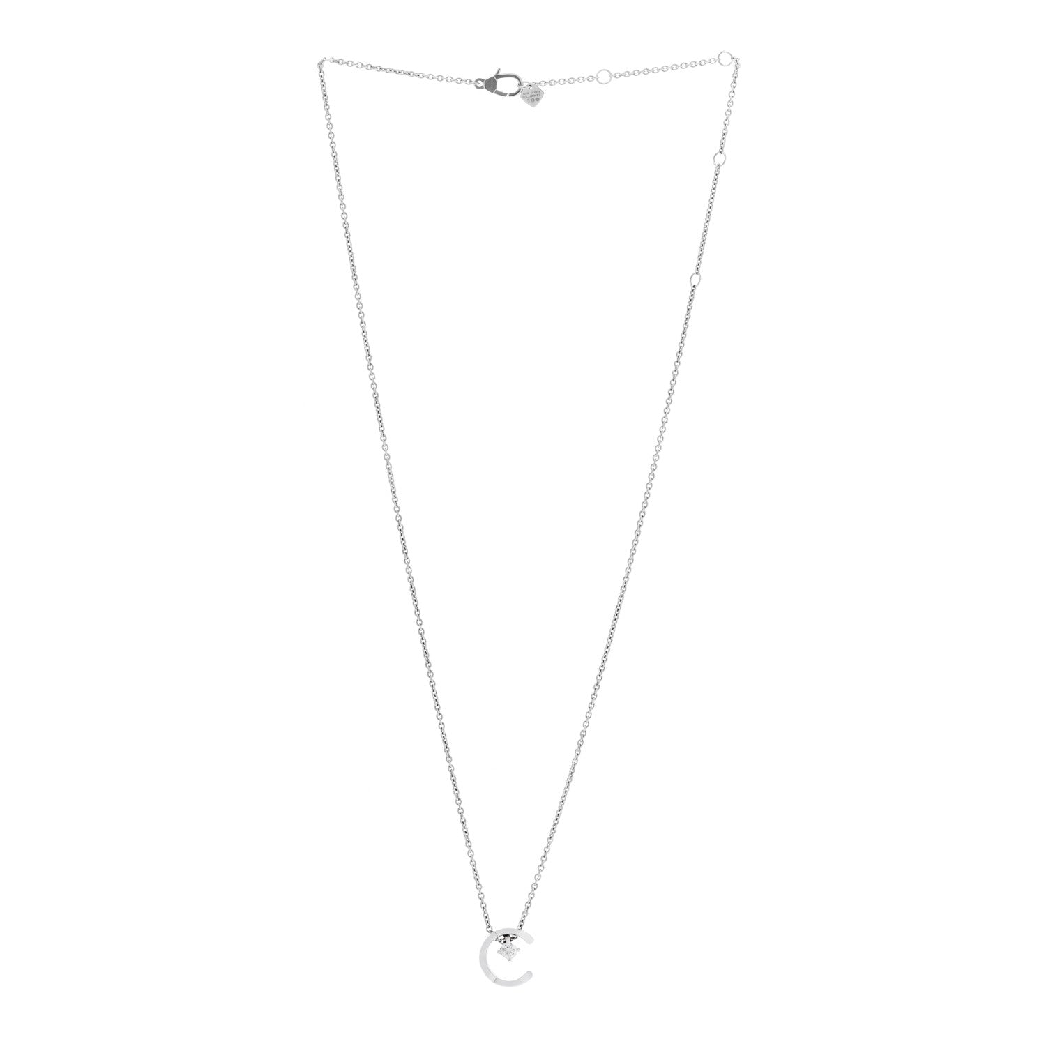 Chanel 18K White Gold Diamond Coco Crush C Necklace 2 of 6
