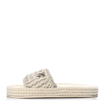 Chanel Braided Knit CC Mules 40 Ecru 1 of 12
