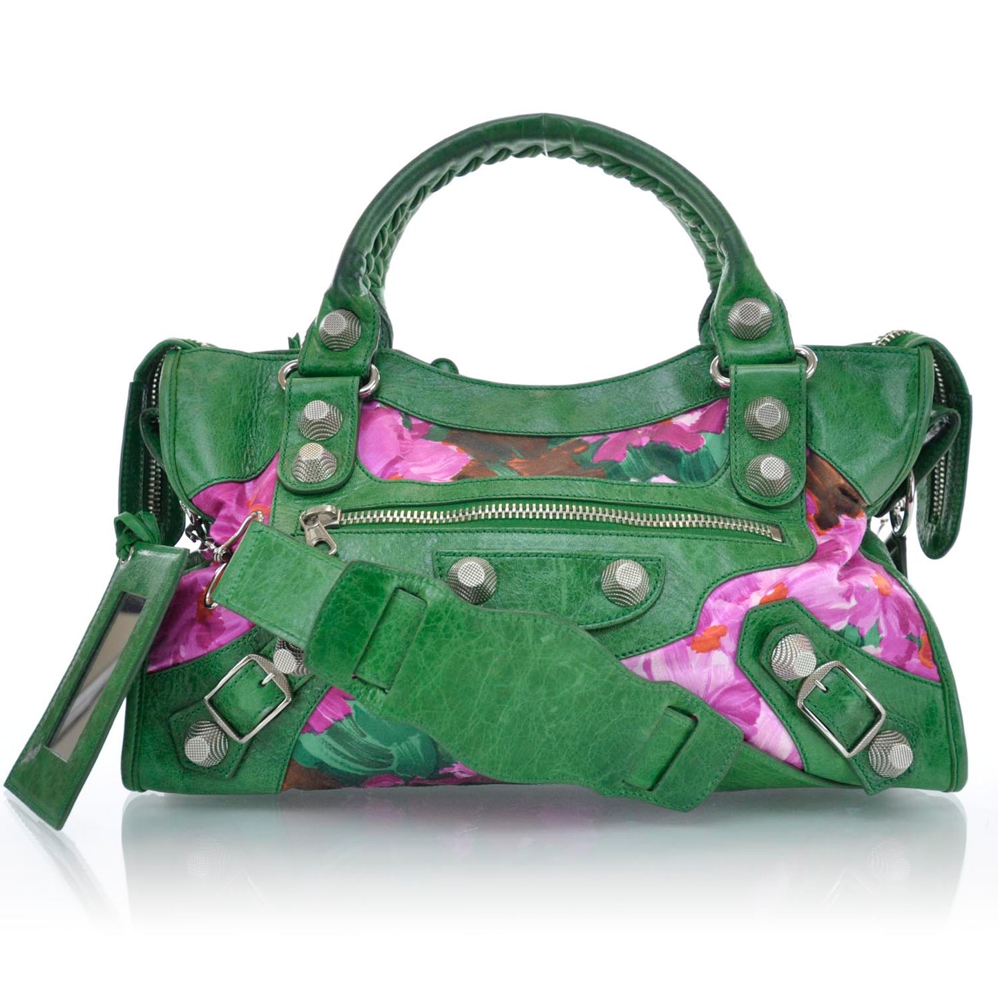 Agneau Canvas Floral Giant 21 Silver Hardware City Green GSH