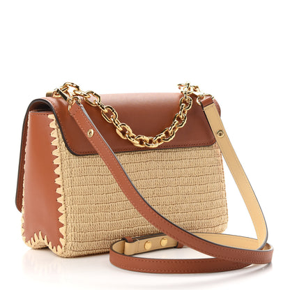 Louis Vuitton Calfskin Raffia Twist Shoulder Bag MM Caramel 3 of 9