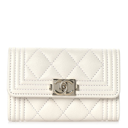Chanel Caviar Quilted Boy Flap Card Holder White 1 of 11