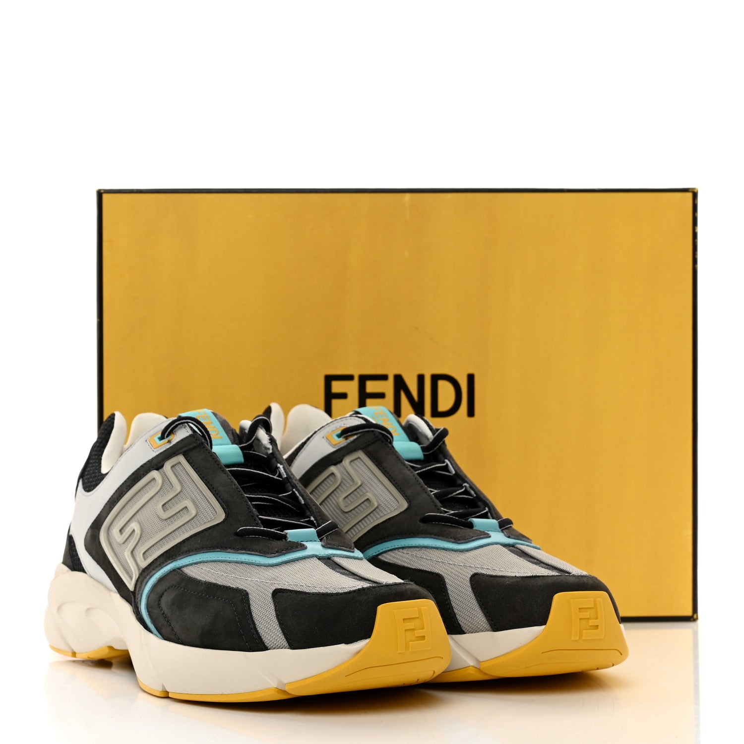 Fendi Nubuck Mesh FF Mens Faster Sneakers 11 Lava Stone 9 of 9