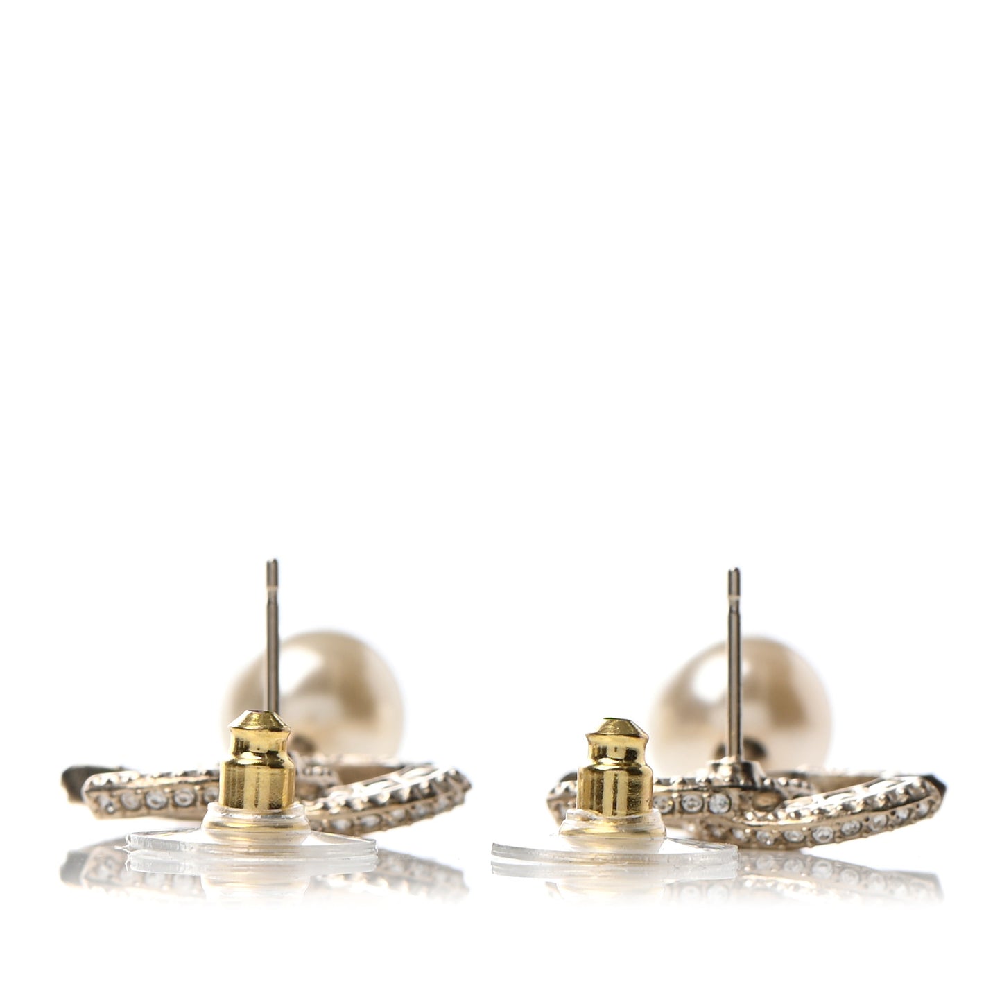Crystal Pearl CC Drop Earrings Gold