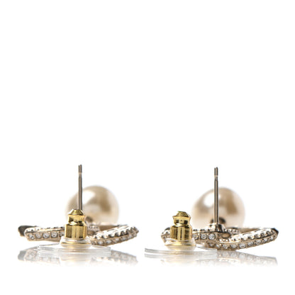 Chanel Crystal Pearl CC Drop Earrings Gold 3 of 4