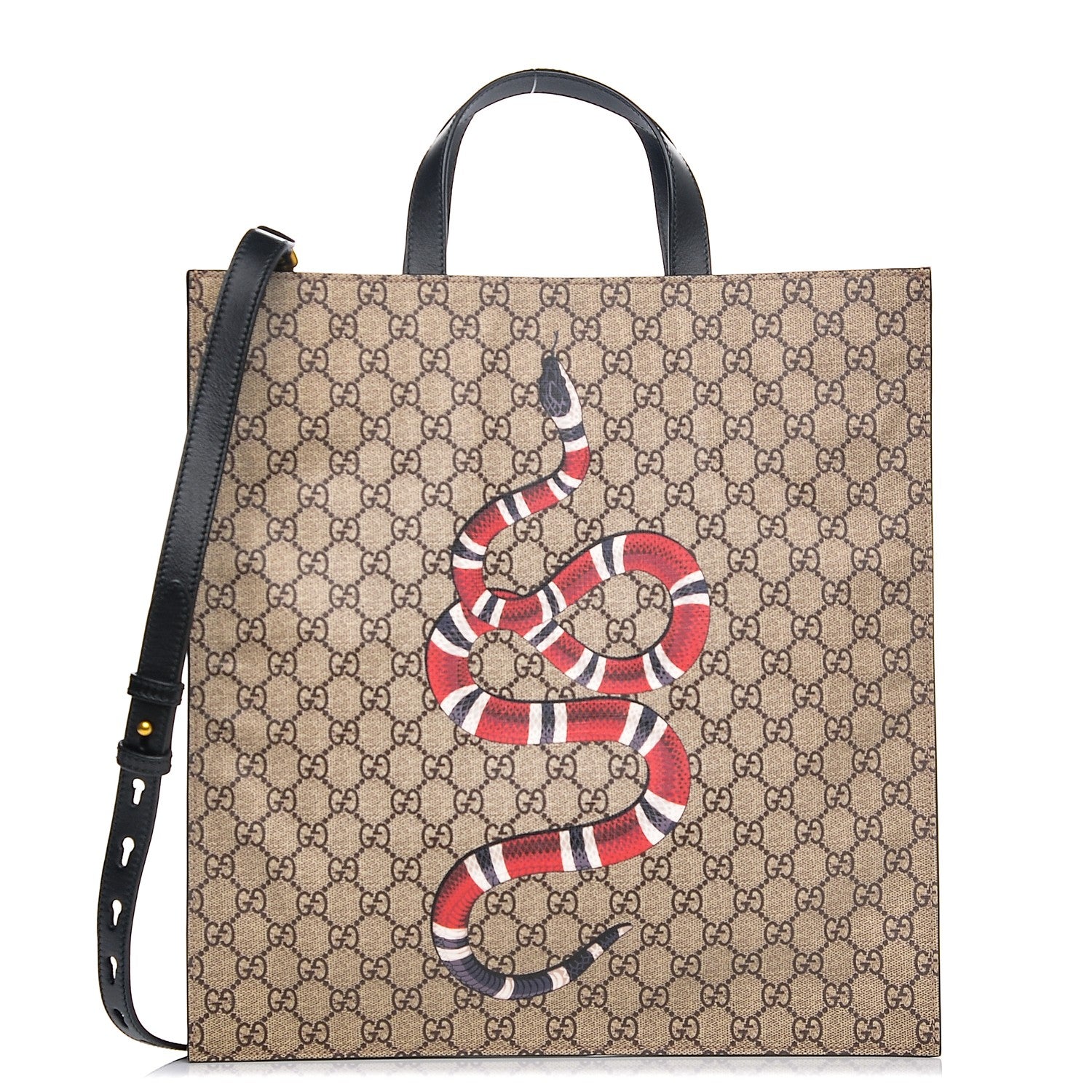 Gucci Soft GG Supreme Monogram Kingsnake Vertical Tote Black 1 of 7