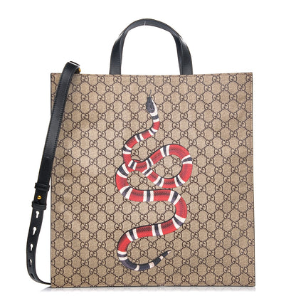 Gucci Soft GG Supreme Monogram Kingsnake Vertical Tote Black 1 of 7