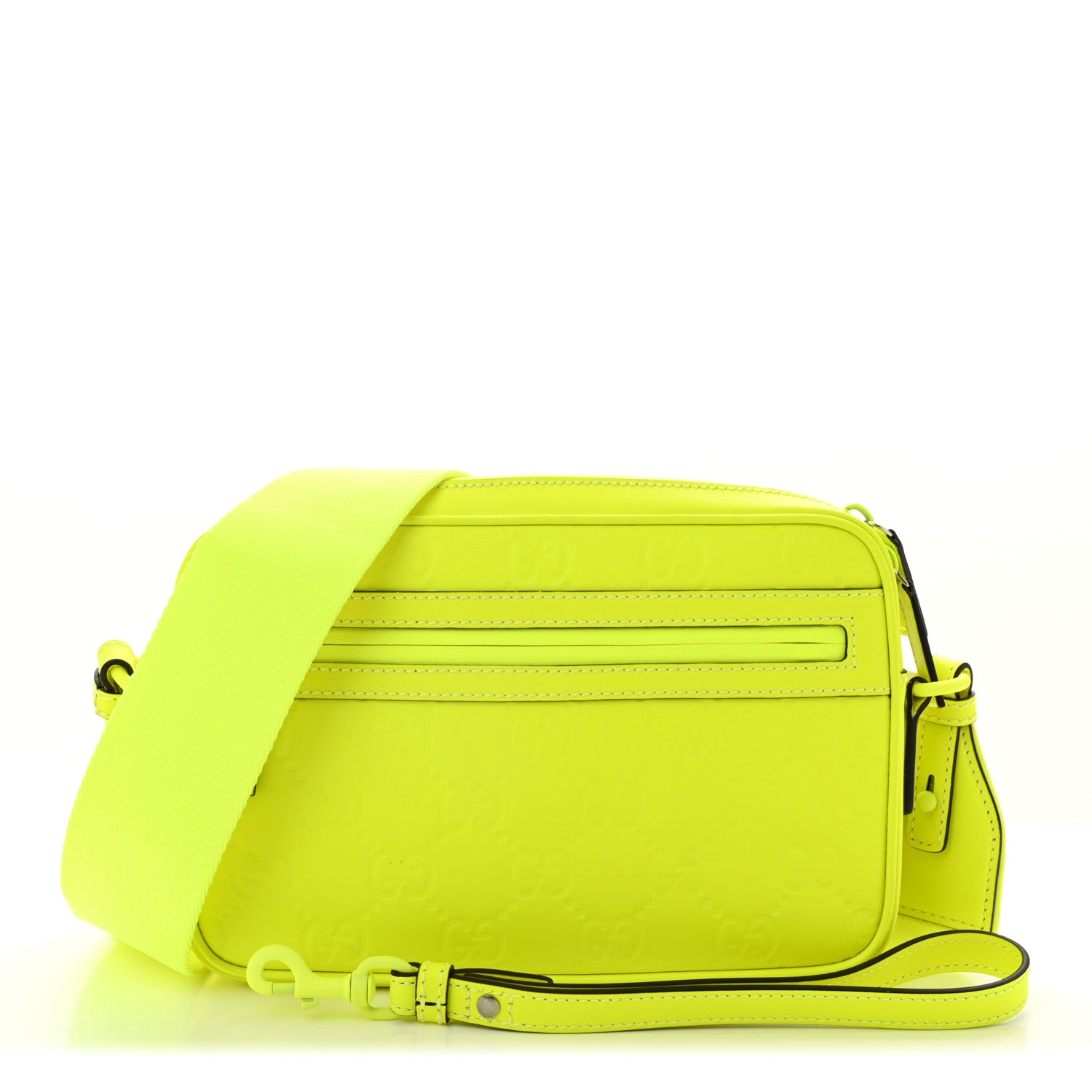 Gucci Rubber Effect Monogram GG Crossbody Bag Fluorescent Yellow 3 of 12