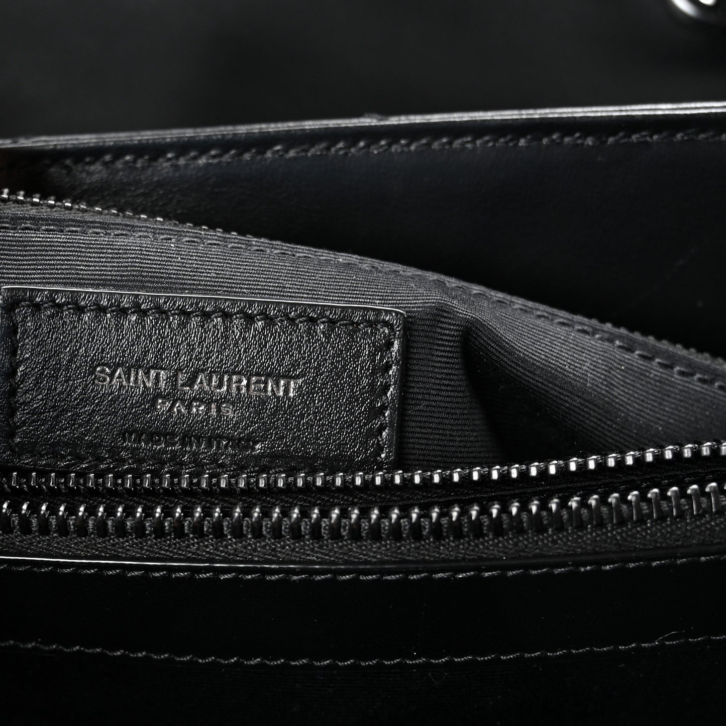 Calfskin Y Quilted Monogram Monochrome Medium Loulou Chain Satchel Black