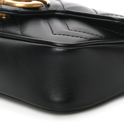 Gucci Calfskin Matelasse Super Mini GG Marmont Shoulder Bag Black 10 of 11