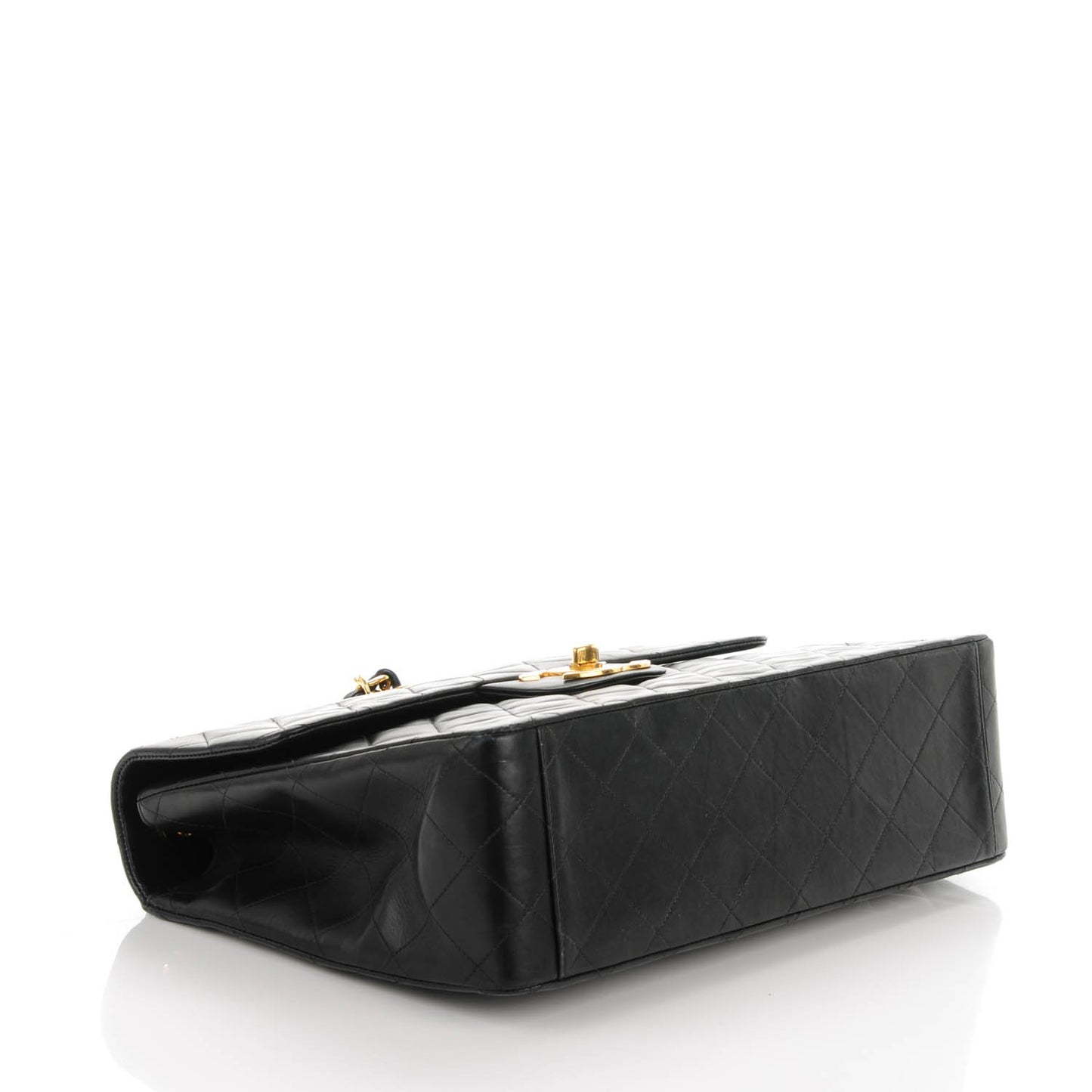 Lambskin Quilted XL Jumbo Single Flap Black