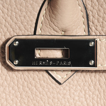 Hermes Taurillon Clemence Horseshoe Birkin 30 Gris Tourterelle and Black 7 of 28