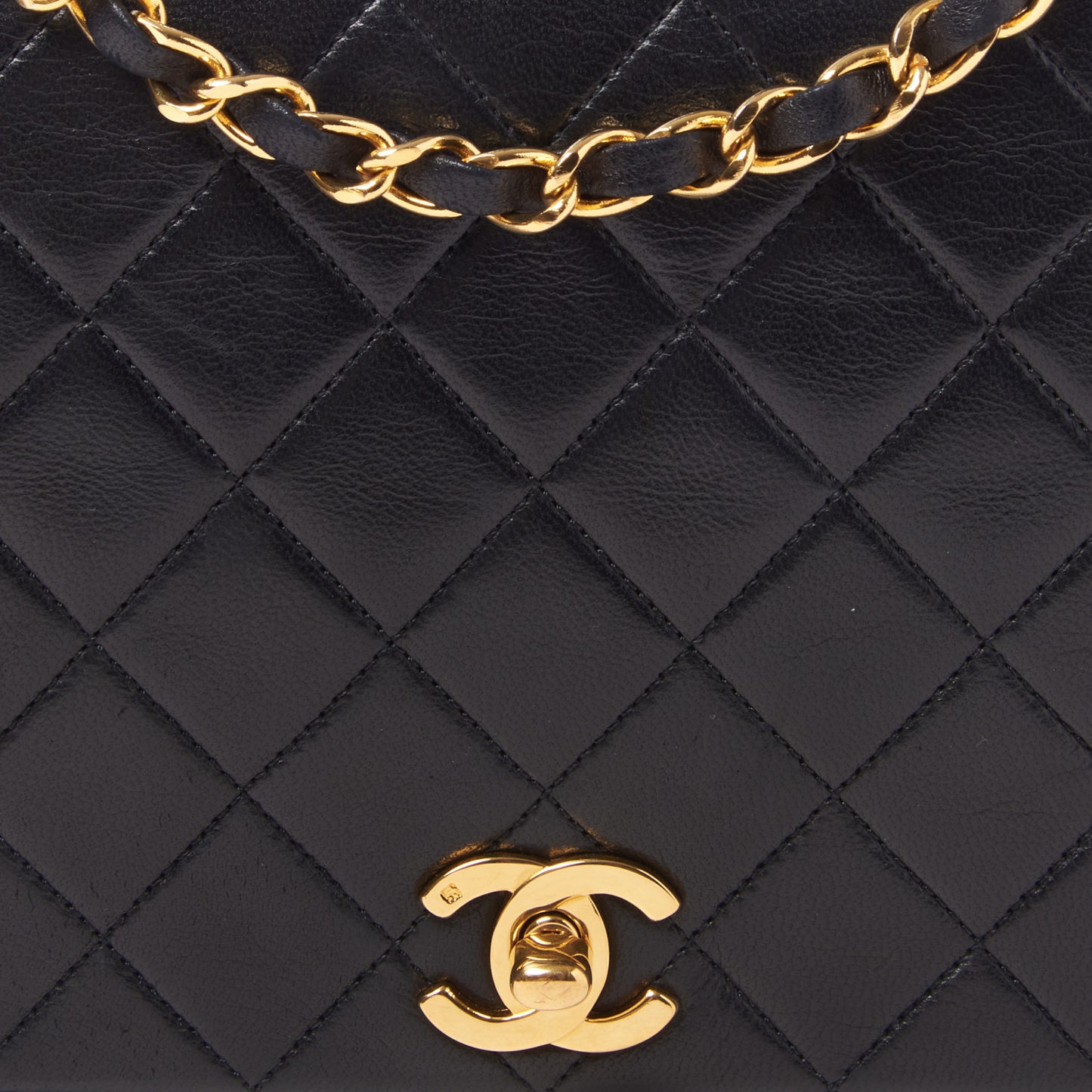 Lambskin Quilted Small Single Flap Bag Black
