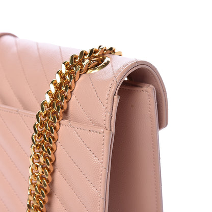 Saint Laurent Grain De Poudre Matelasse Chevron Large Monogram Satchel Pale Pink 16 of 16