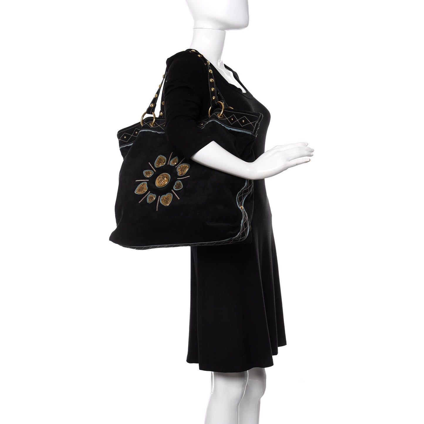 Suede Studded Medium Irina Tote Black