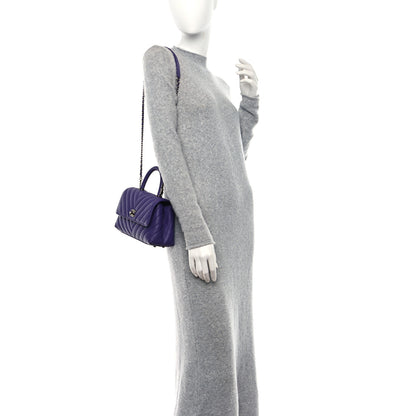 Chanel Caviar Chevron Quilted Mini Coco Handle Flap Purple 2 of 10