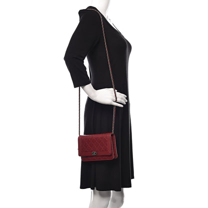 Chanel Caviar Quilted Boy Wallet On Chain WOC Red 2 of 12