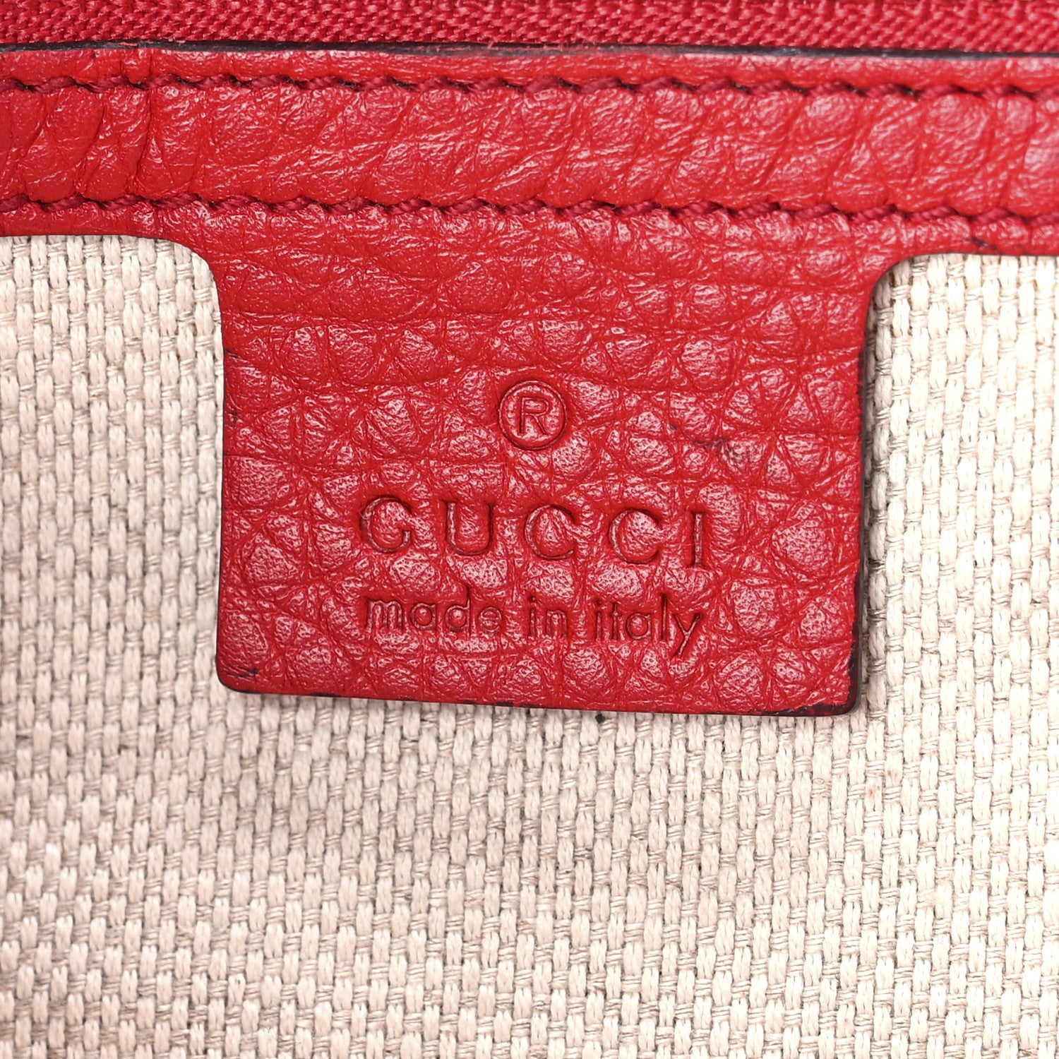 Gucci Pebbled Calfskin Medium Soho Flap Crossbody Tabasco Red 6 of 10