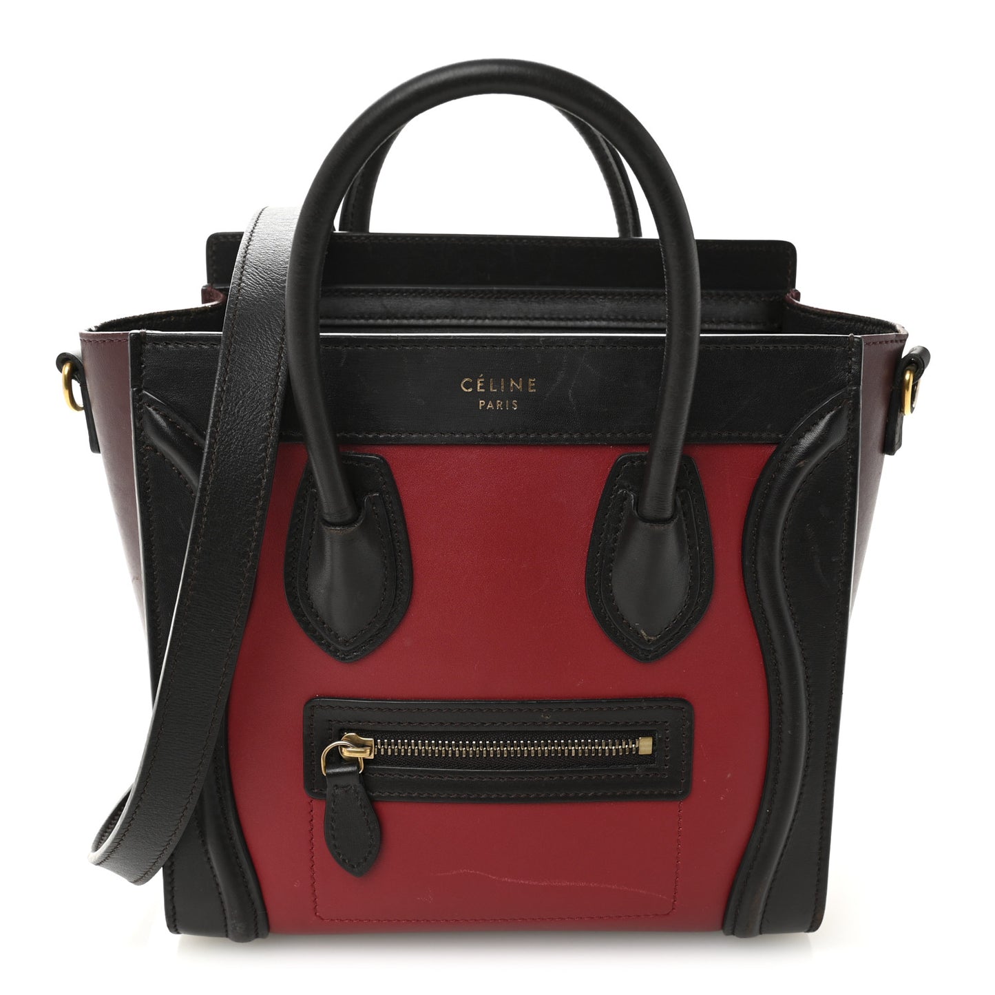 Calfskin Bullhide Nano Tri-Color Luggage Bright Red