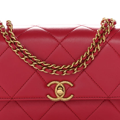 Chanel Lambskin Quilted Enamel Chain Logo Mini Flap Red 8 of 10