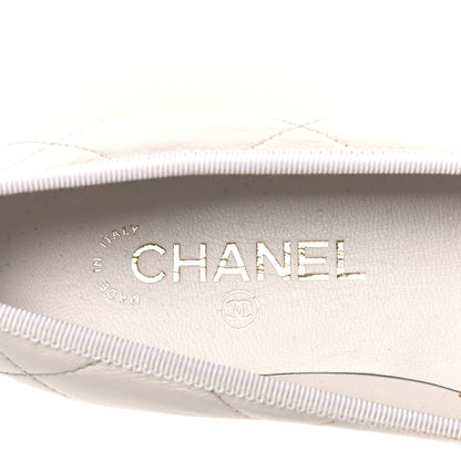 Chanel Lambskin Quilted CC Cambon Ballet Flats 37 White Black 7 of 10