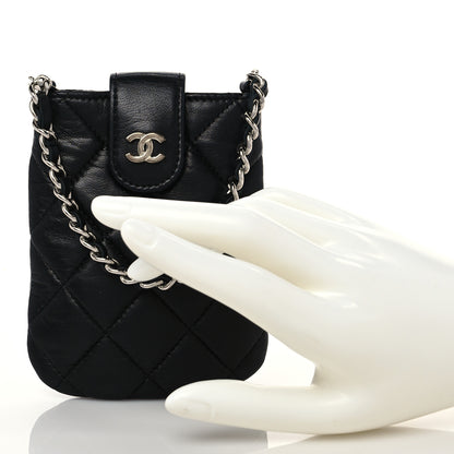 Chanel Lambskin Quilted Phone Case Black 2 of 7