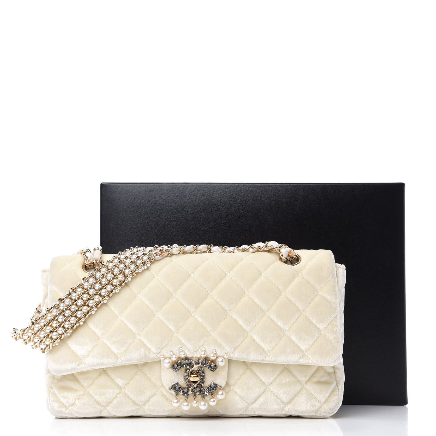 Velvet Pearl Quilted Medium Single Flap White