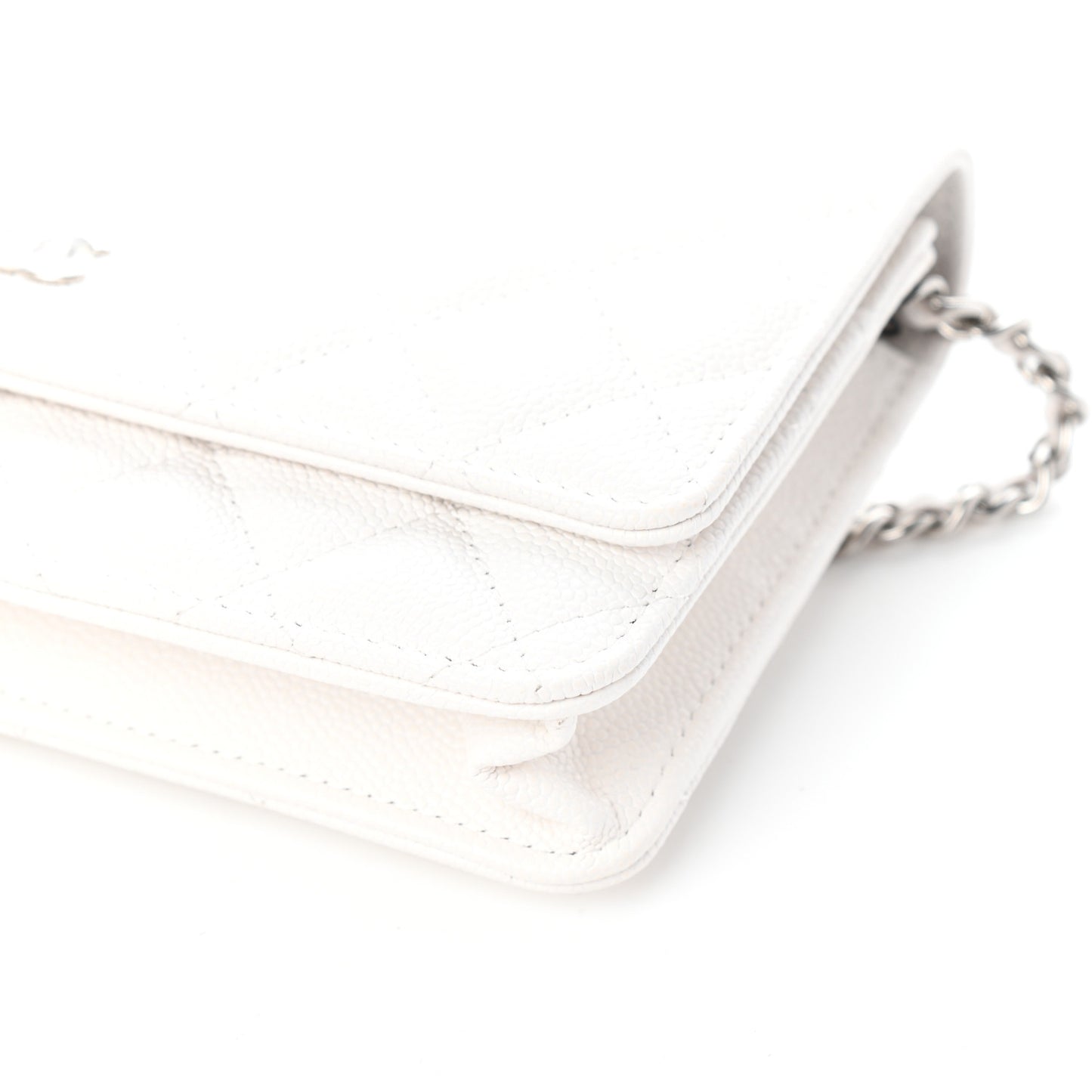 Caviar Quilted Wallet On Chain WOC White