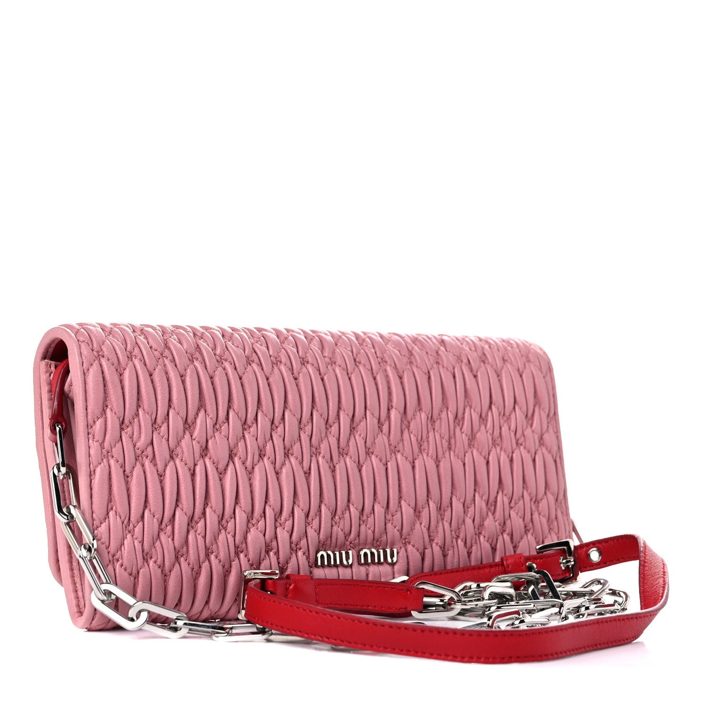 Nappa Matelasse Crystal Cherry Wallet On Chain Rosa