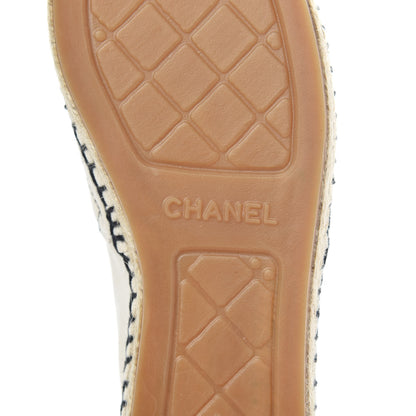 Chanel Fabric Biarritz CC Espadrilles 38 Beige Black 8 of 9