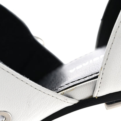 Balenciaga Shiny Kidskin Point Toe Buckle Pumps 37.5 White 10 of 11