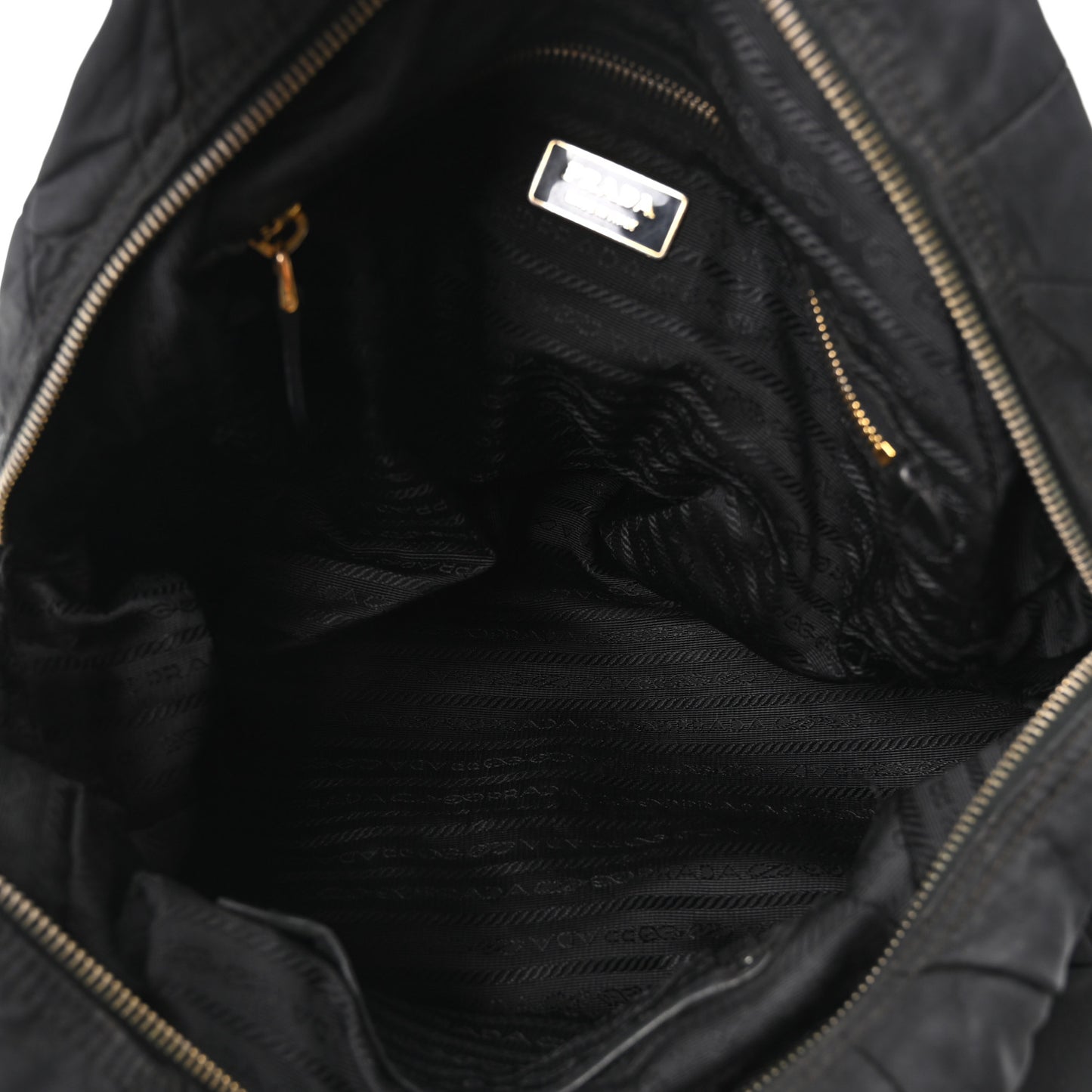 Tessuto Nylon Chevron Catena Bag Black