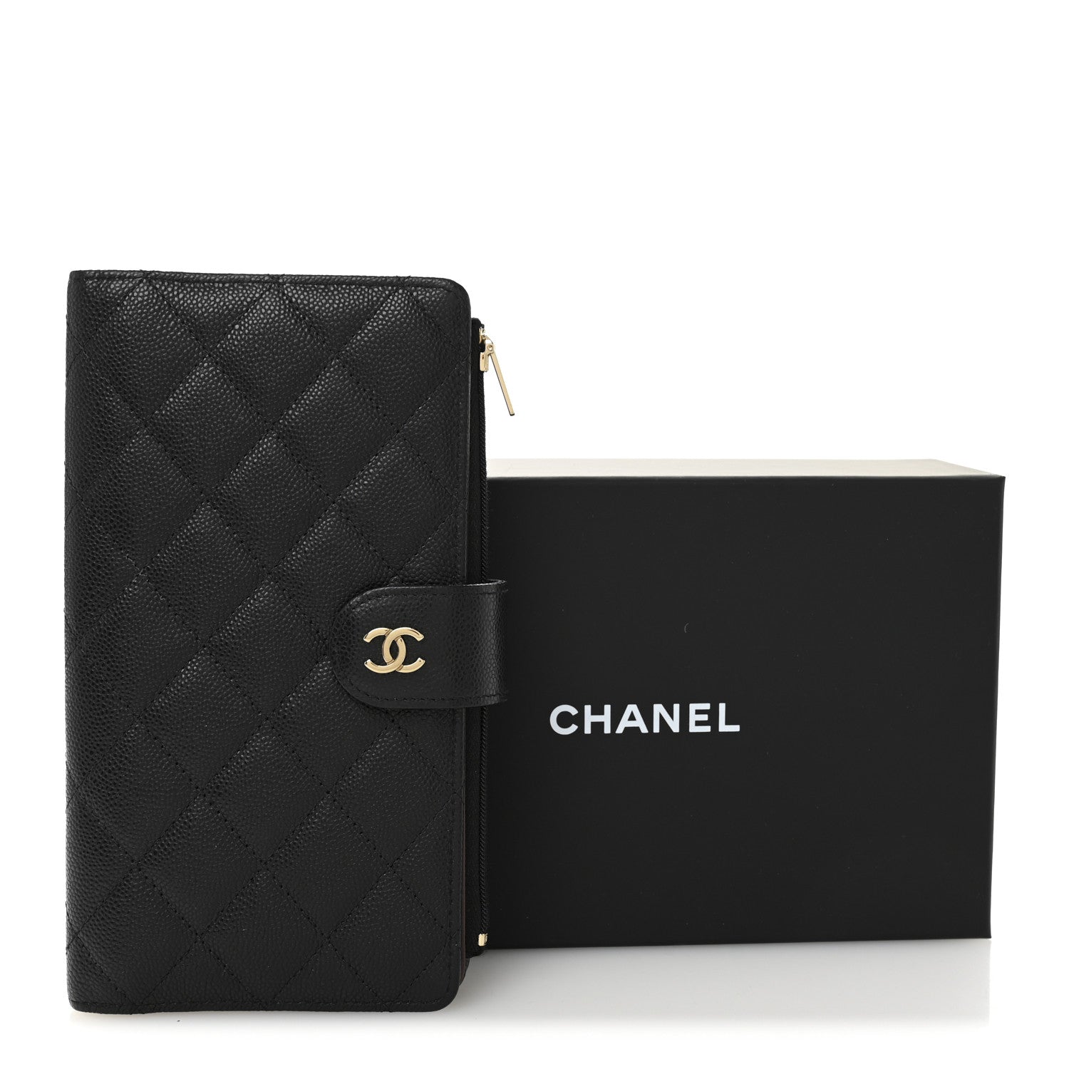 Chanel Caviar Quilted Long Zipped Wallet Black 9 of 9
