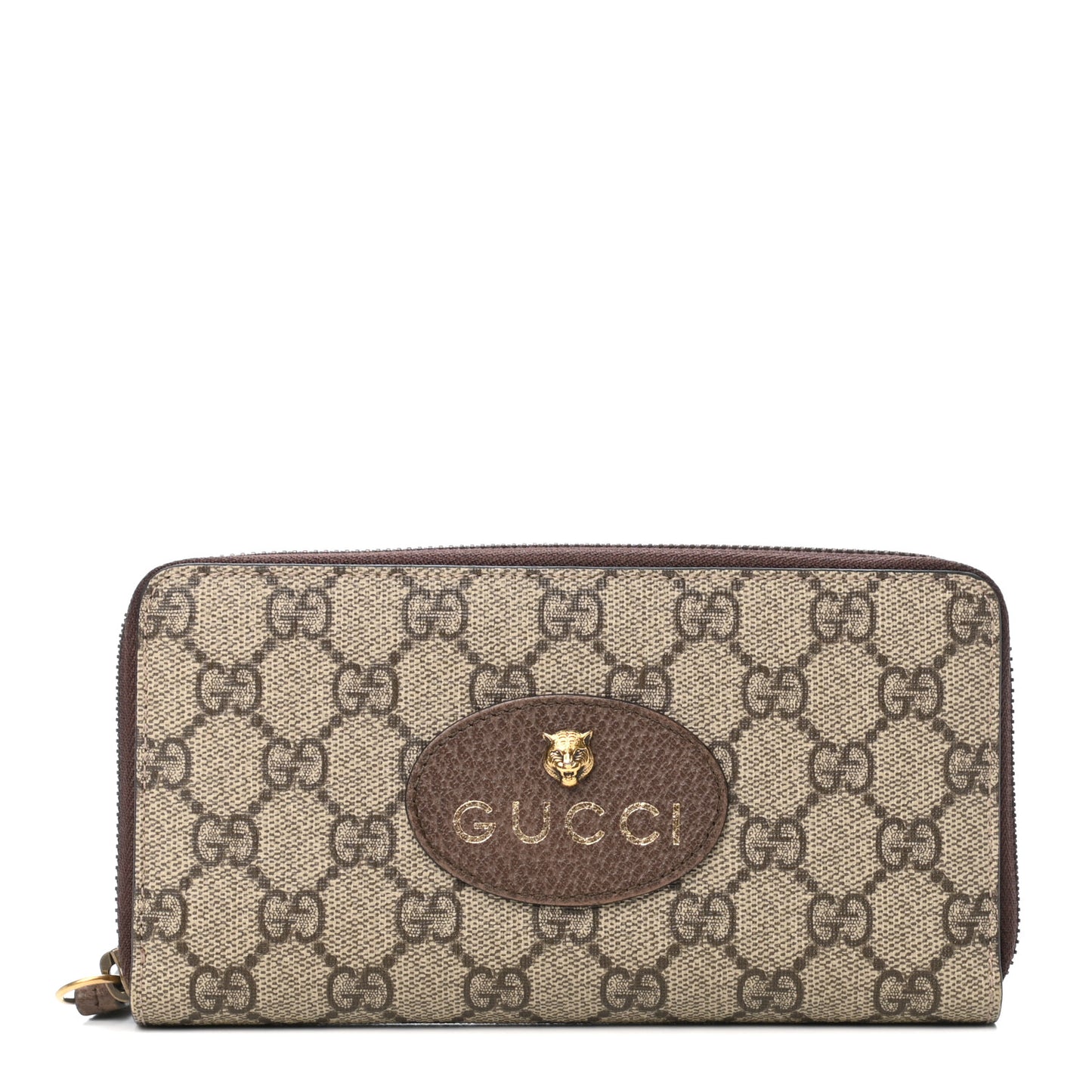 GG Supreme Monogram Neo Vintage Zip Around Wallet Beige Crop New Acero