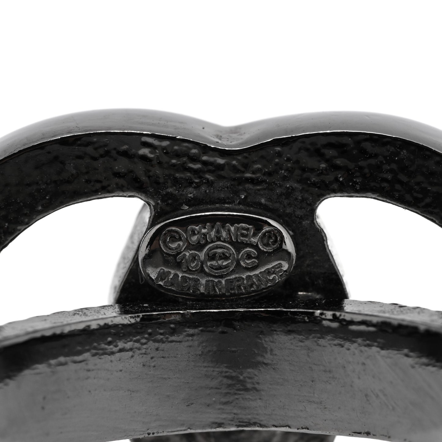 Enamel CC Ring 52 6 Black Silver