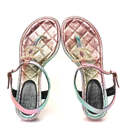 Chanel Goatskin Fantasy CC Pearl Thong Sandals 35.5 Multicolor 2 of 10