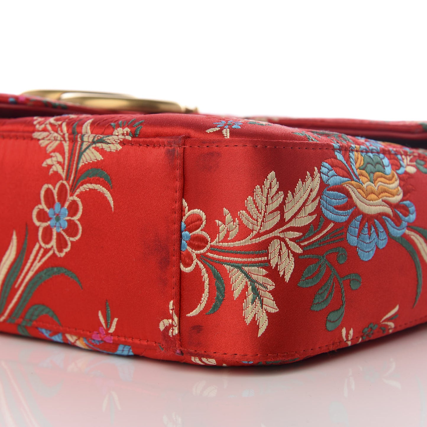 Jacquard Matelasse Floral Medium GG Marmont Shoulder Bag Red