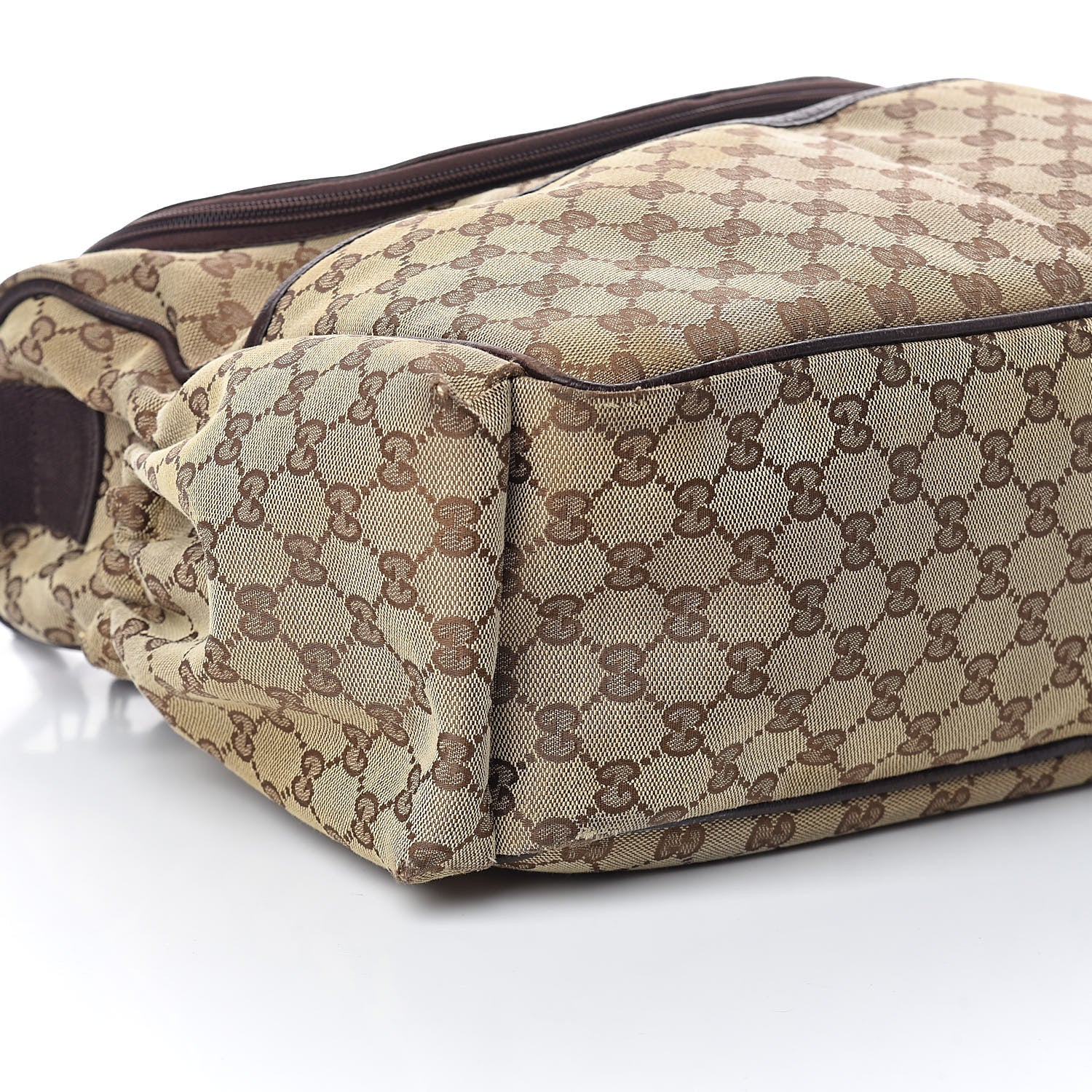 Gucci Monogram Natural Pigskin Large Diaper Bag Beige Ebony Cocoa Dark Chocolate 9 of 10