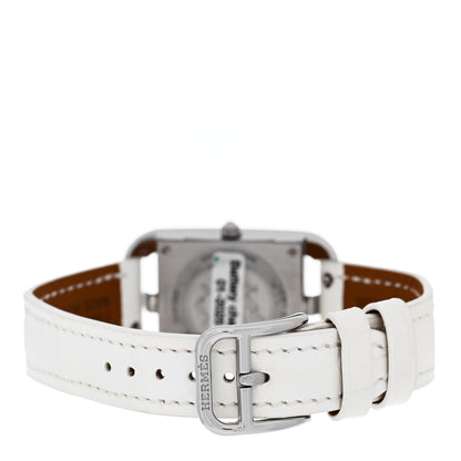 Hermes Stainless Steel Alligator Diamond 23mm Cape Cod Quartz Watch Blanc 3 of 5