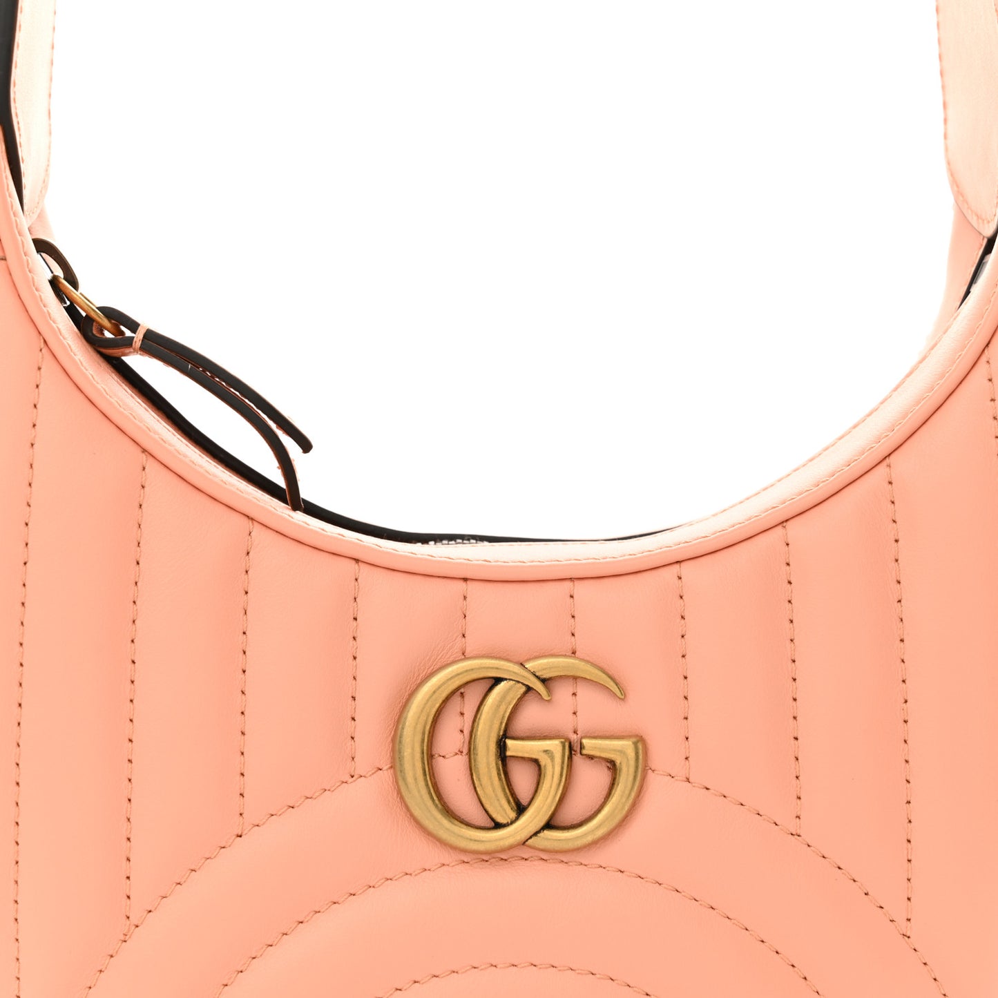 Calfskin Vertical Ring Matelasse Mini GG Marmont Half Moon Hobo Peachy Chic