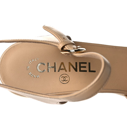 Chanel Lambskin Lucite CC Wedge Sandals 40.5 Beige 7 of 7