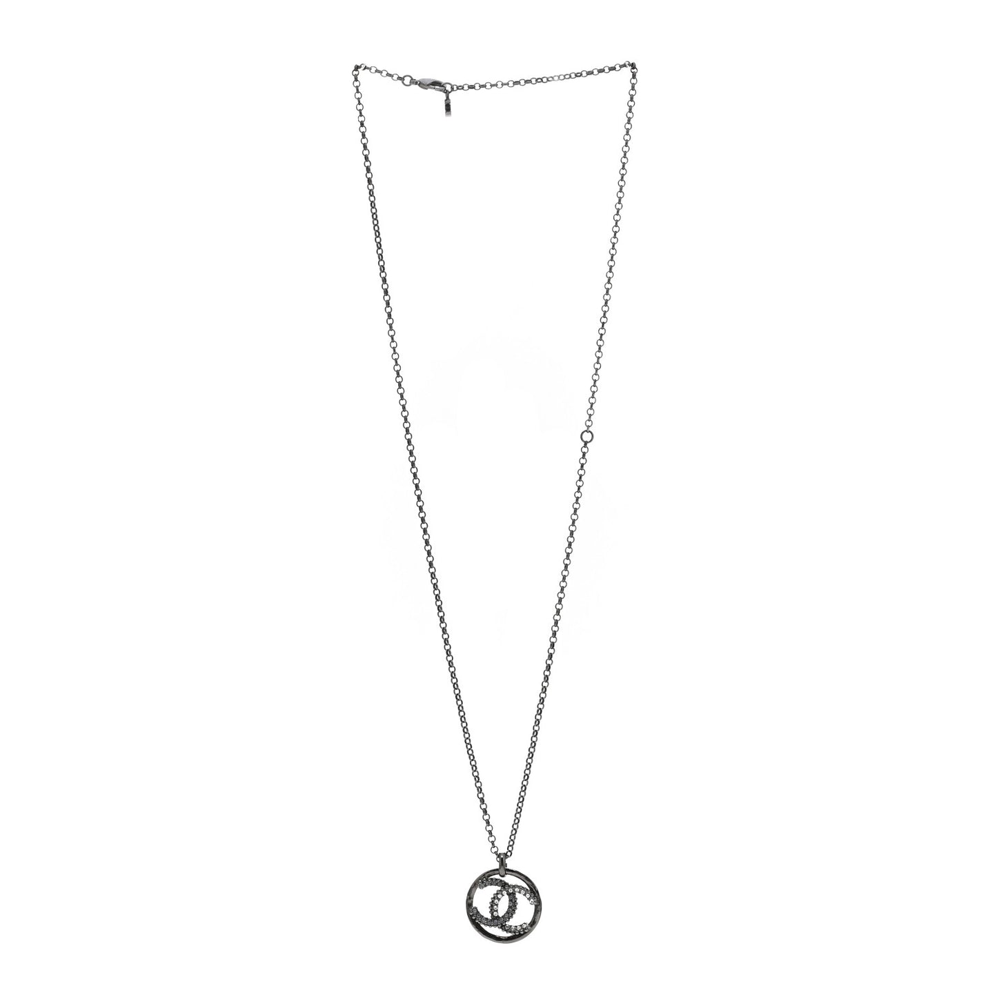 Crystal CC Chain Necklace Silver