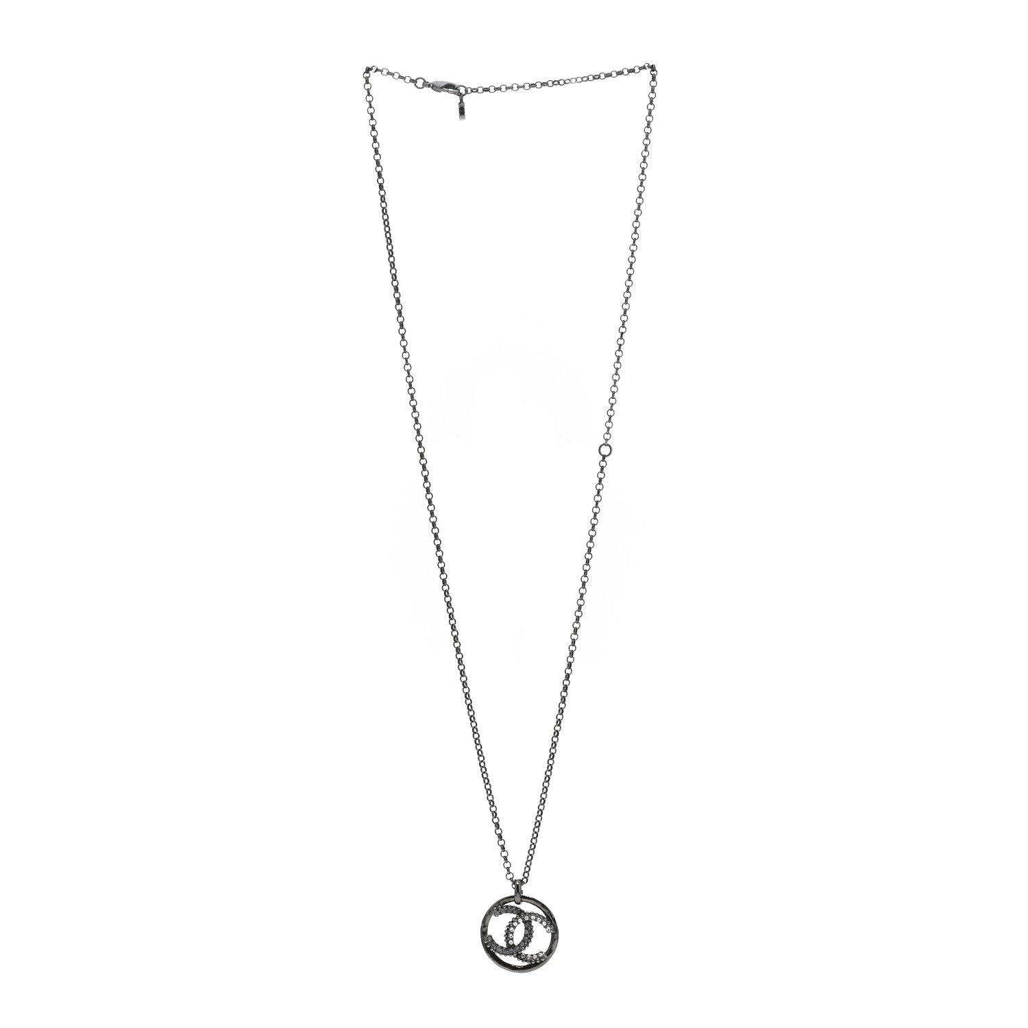 Chanel Crystal CC Chain Necklace Silver 2 of 3