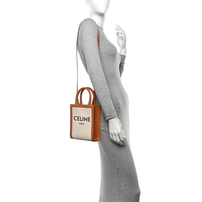 Celine Canvas Calfskin Mini Vertical Cabas Natural Tan 2 of 10